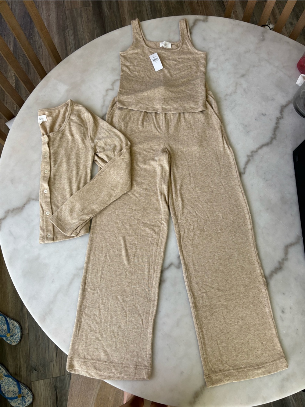 LOFT Lou & Grey Cozy Sweater Knit Pants Set Maple Heather Size XS and XS Petite - Picture 2 of 10